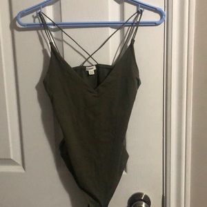 Cute army green garage body suit